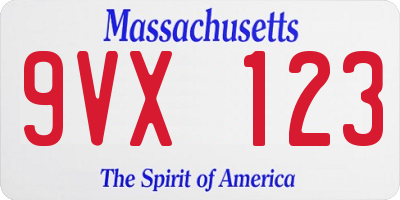 MA license plate 9VX123