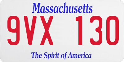 MA license plate 9VX130