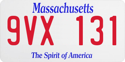 MA license plate 9VX131