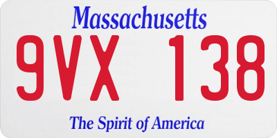 MA license plate 9VX138