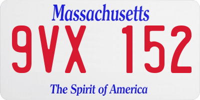 MA license plate 9VX152