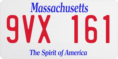 MA license plate 9VX161