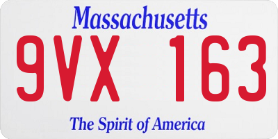 MA license plate 9VX163