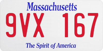 MA license plate 9VX167