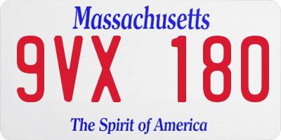 MA license plate 9VX180