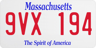 MA license plate 9VX194