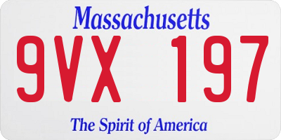 MA license plate 9VX197