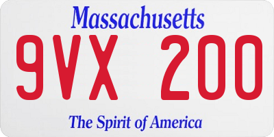 MA license plate 9VX200