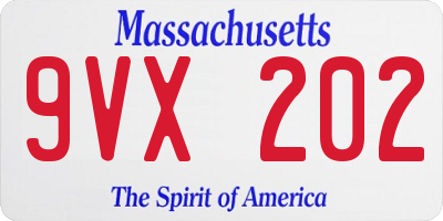 MA license plate 9VX202