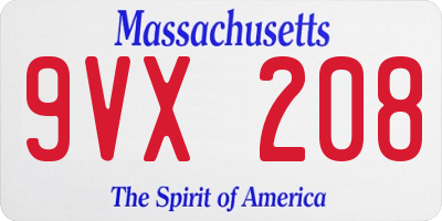 MA license plate 9VX208