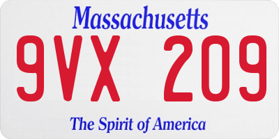 MA license plate 9VX209