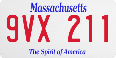 MA license plate 9VX211