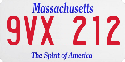 MA license plate 9VX212