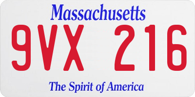 MA license plate 9VX216