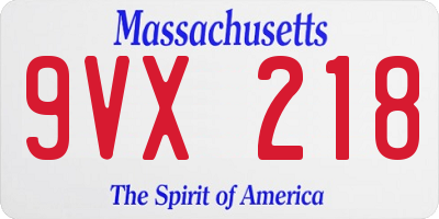 MA license plate 9VX218