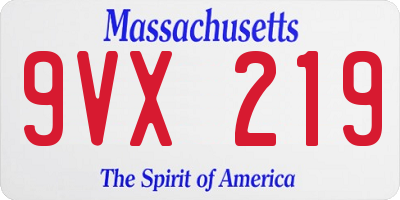 MA license plate 9VX219