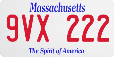 MA license plate 9VX222