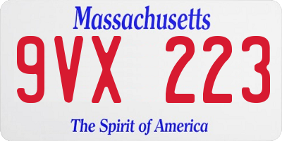 MA license plate 9VX223