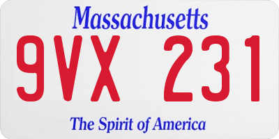 MA license plate 9VX231