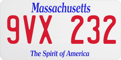 MA license plate 9VX232