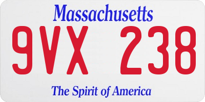 MA license plate 9VX238