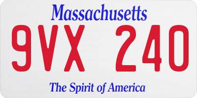 MA license plate 9VX240