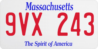MA license plate 9VX243