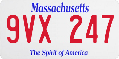 MA license plate 9VX247