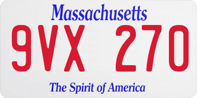 MA license plate 9VX270