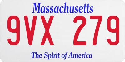MA license plate 9VX279