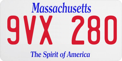 MA license plate 9VX280