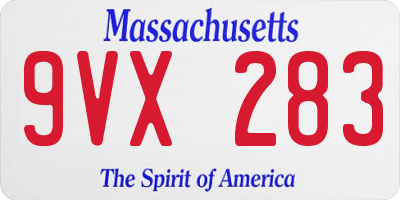 MA license plate 9VX283