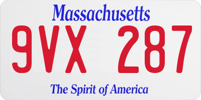 MA license plate 9VX287