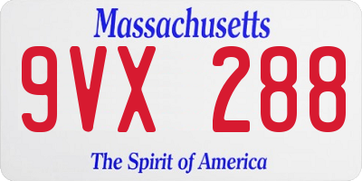 MA license plate 9VX288