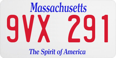 MA license plate 9VX291