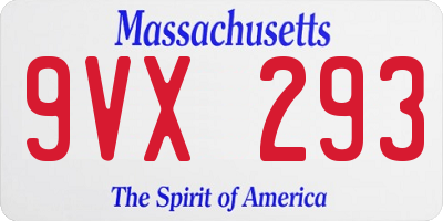 MA license plate 9VX293