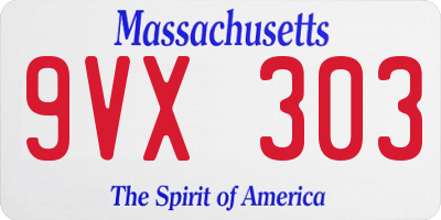 MA license plate 9VX303