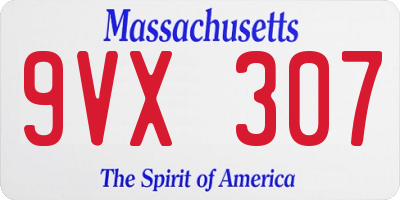 MA license plate 9VX307