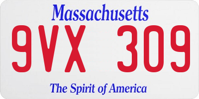 MA license plate 9VX309