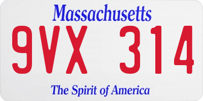MA license plate 9VX314