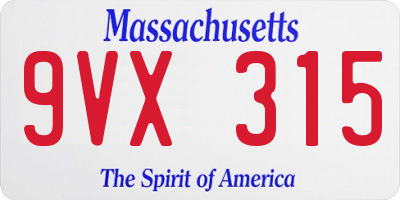 MA license plate 9VX315
