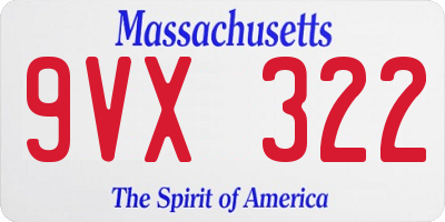 MA license plate 9VX322
