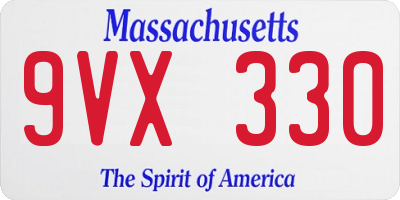 MA license plate 9VX330