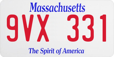 MA license plate 9VX331
