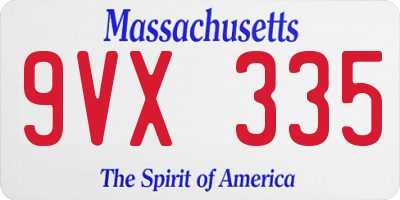 MA license plate 9VX335