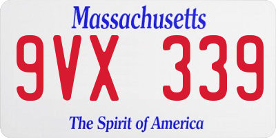 MA license plate 9VX339