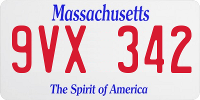 MA license plate 9VX342