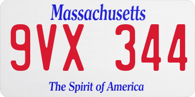 MA license plate 9VX344
