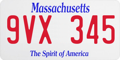 MA license plate 9VX345