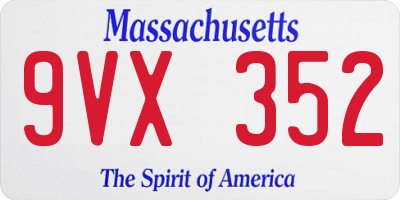 MA license plate 9VX352